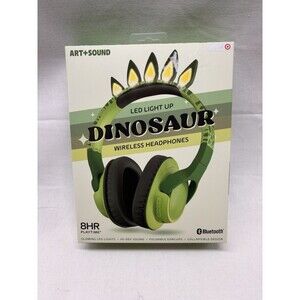 Art+Sound LED Light Up Dinosaur Wireless Bluetooth Headphones Kids Green